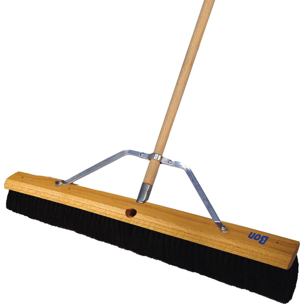 Push Broom: 36″ Wide, Horsehair Bristle 3″ Bristle Length, Wood Block, Threaded Handle Connection, Handle Included