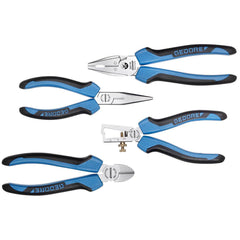 Plier Set: 4 Pc, Stripping, Telephone, Needle-Nose & Side Cutter Pliers Comes in Cardboard Box