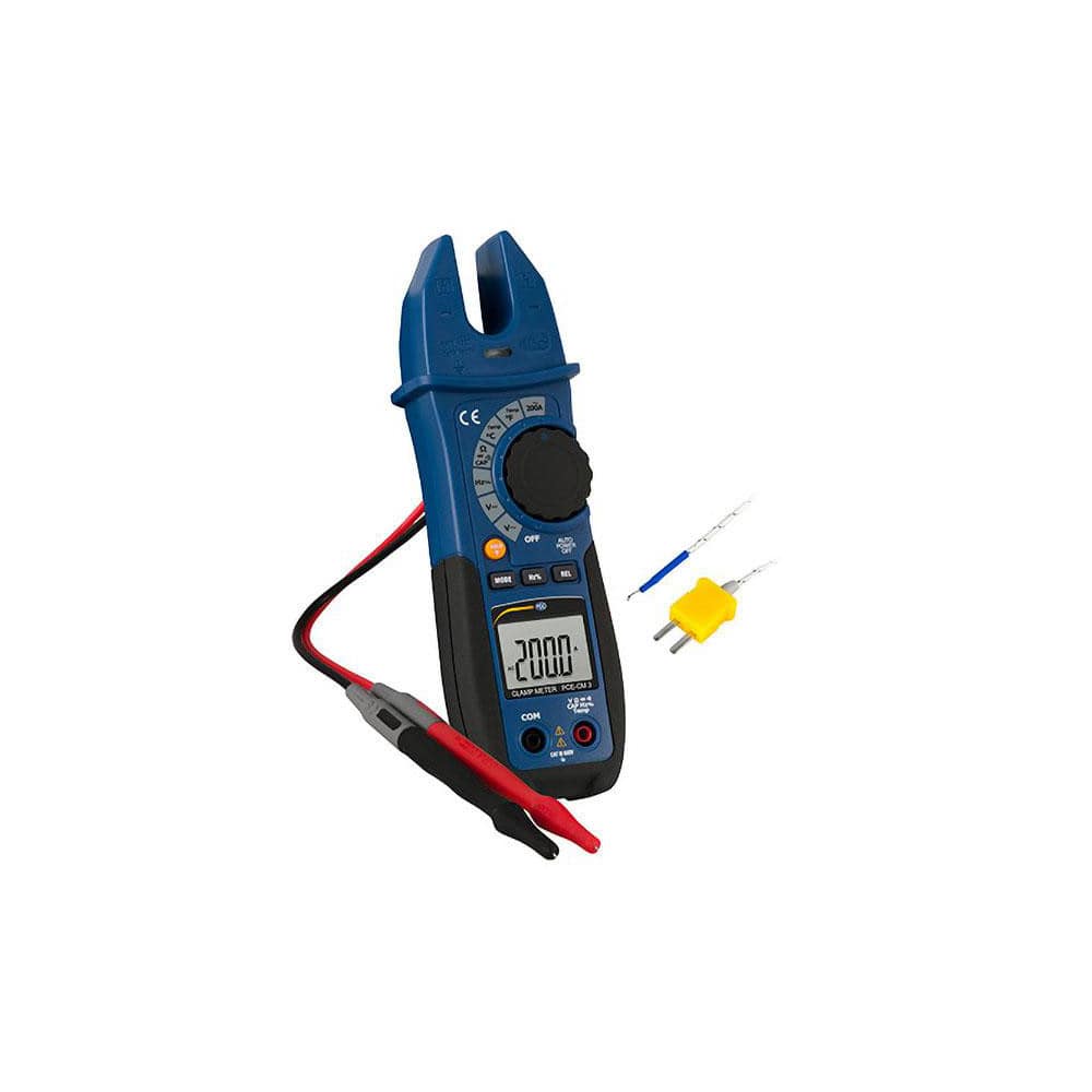 Compact Manual Ranging & Voltage Clamp Meter: CAT I CAT II & CAT III, 0.7″ Jaw, Cup Jaw 600 VAC/VDC, 200 A, 40 Max Ohms, Measures Amps, Capacitance, Continuity, Current, Diode Test, Milliamps, Resistance, Temperature & Voltage