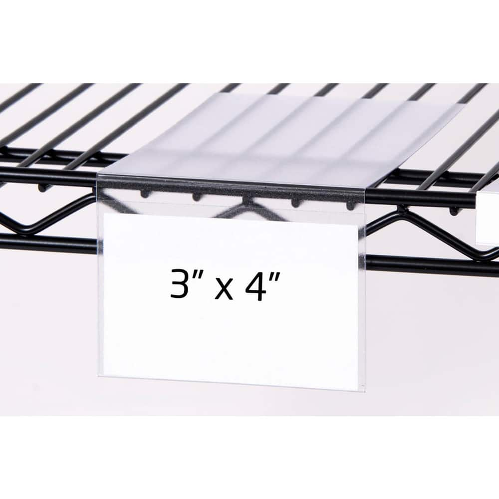 Label Holders; Backing: Free Standing; Width (Inch): 4; Label Holder Style: Slide-in; Length (Inch): 3.00; Material: PVC; Finish: Glossy; Label Insert Position: Bottom; Number Of Viewable Sides: 1; Cover: No; Maximum Label Height: 3 in; Maximum Label Widt