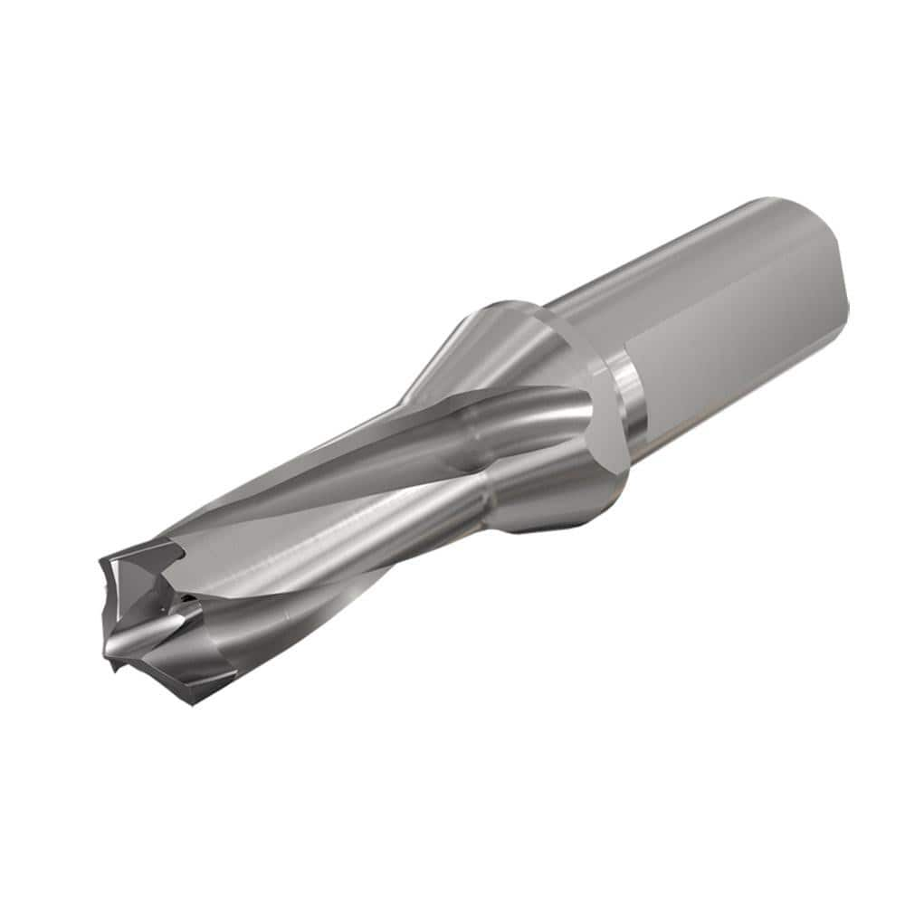 Replaceable Tip Drill: 0.571 to 0.587'' Drill Dia, 0.979″ Max Depth, 0.625'' Flatted Shank Uses H3P Inserts, 3.92″ OAL, Through Coolant