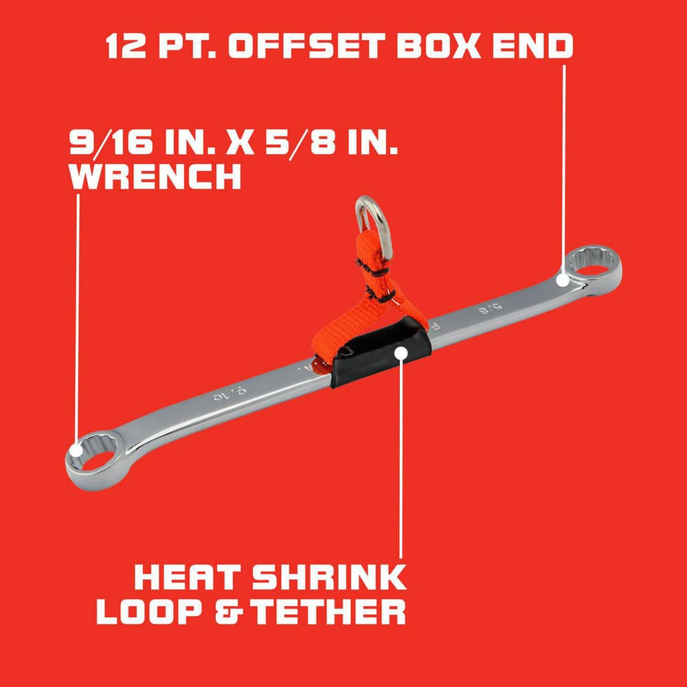 Box Wrenches; Wrench Type: Pull Wrench; Wrench Size: 5/8 in, 9/16 in; Head Type: Offset; Double/Single End: Double; Wrench Shape: Straight; Material: Steel; Finish: Chrome-Plated; Number Of Points: 12; Overall Length: 9.50