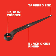 Box Wrenches; Wrench Type: Pull Wrench; Wrench Size: 1-5/16″; Head Type: Offset; Double/Single End: Single; Wrench Shape: S-Shape; Material: Steel; Finish: Oxide; Black; Number Of Points: 12; Overall Length: 17.09