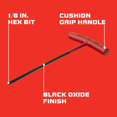 Hex Keys; End Type: Hex; Handle Type: T-Handle; Arm Style: T-Handle; Arm Length: 4 in; 0.625 in; Handle Color: Red; Insulated: No; Overall Length: 4.00