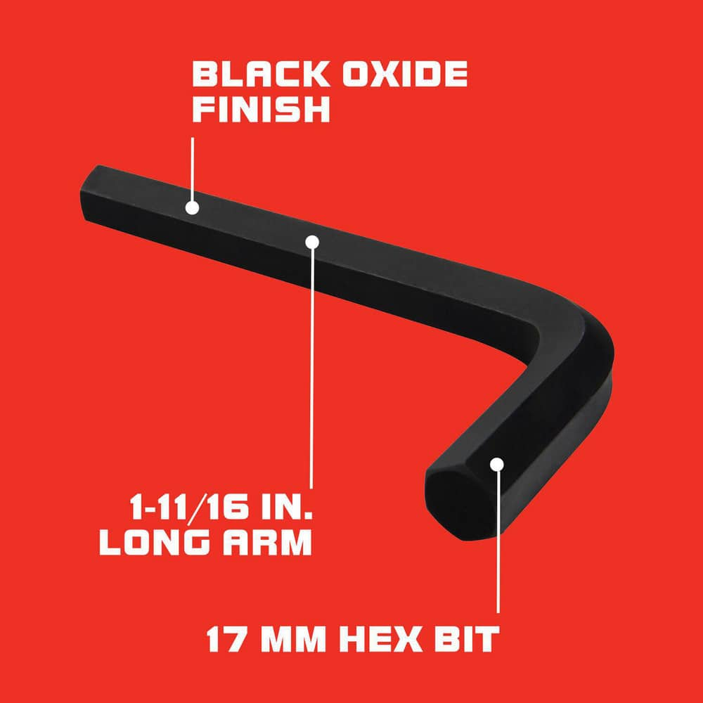 Hex Keys; End Type: Hex; Handle Type: L-Handle; Arm Style: Long; Arm Length: 1.688 in; 0.5 in; Handle Color: Black; Insulated: No; Overall Length: 1.69