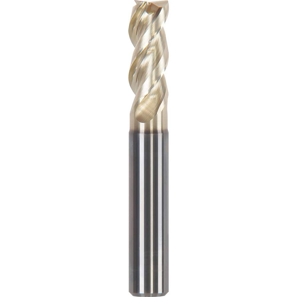 Corner Chamfer End Mill: 0.4724″ Dia, 1.0236″ LOC, 3 Flute, 0.0047″ Chamfer Width, Solid Carbide 3.31 mm OAL, ZrN Coated, Centercutting
