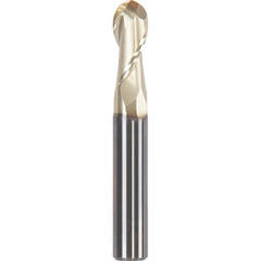 Ball End Mill: 0.3937″ Dia, 0.8661″ LOC, 2 Flute, Solid Carbide ZrN Coated