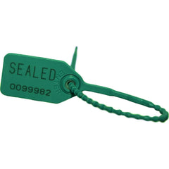 Security Seals; Type: Tamper-Evident Plastic Seal; Overall Length (Decimal Inch): 7.00; Operating Length: 4.5 in; Breaking Strength: 15.000; Material: Polyethylene; Color: Green; Color: Green; Overall Length: 7.00; Material: Polyethylene; Product Type: Ta