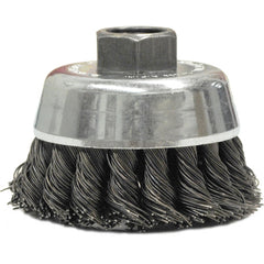2-3/4″ Single Row Knot Wire Cup Brush, .020″ Steel Fill, M10x1.25 Nut - Eagle Tool & Supply