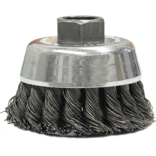 2-3/4″ Single Row Knot Wire Cup Brush, .020″ Steel Fill, 5/8″-11 UNC Nut - Eagle Tool & Supply