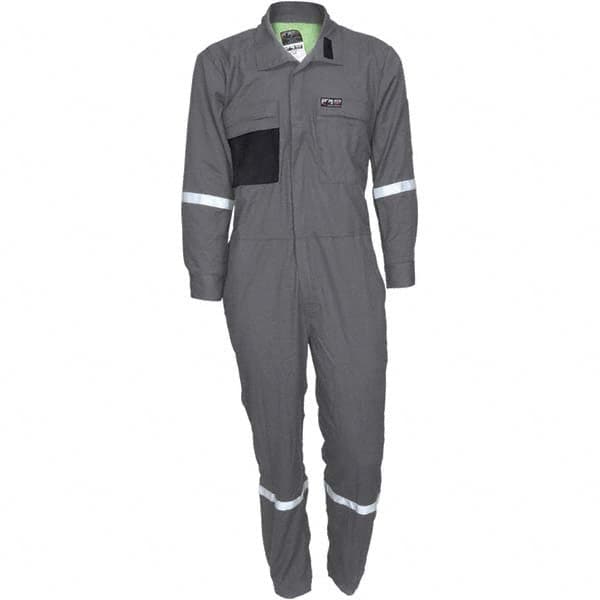 MCR Safety - Size 42 Regular Gray ASTM F1506 8.9 Cal/Cm2 CAT2 NFPA 2112 UL Certified NFPA 70E Flame Resistant/Retardant Coveralls - Eagle Tool & Supply