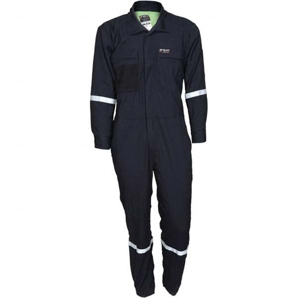 MCR Safety - Size 60 Long Navy ASTM F1506 8.9 Cal/Cm2 CAT2 NFPA 2112 UL Certified NFPA 70E Flame Resistant/Retardant Coveralls - Eagle Tool & Supply