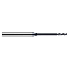 ‎0.01″ Dia. × 1/8″ Shank × 0.05″ DOC × 2-1/2″ OAL, Carbide AlTiN, Long , 3 Flute, Ballnose End Mill - Exact Industrial Supply
