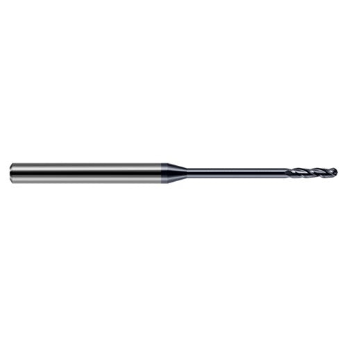 ‎3/16″ Dia. × 3/16″ Shank × 1-1/8″ DOC × 3″ OAL, Carbide AlTiN, Long , 3 Flute, Ballnose End Mill