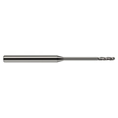 ‎0.07″ Dia. × 1/8″ Shank × 1/2″ DOC × 2-1/2″ OAL, Carbide Uncoated, Long , 3 Flute, Ballnose End Mill