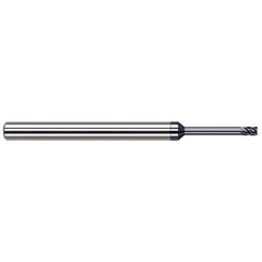 Corner Radius End Mill: 0.078″ Dia, 0.117″ LOC, 0.01″ Radius, 5 Flutes, Solid Carbide 2-1/2″ OAL, 1″ Shank Dia, Helix, AlTiN Nano Coated, Corner Radius End, Centercutting