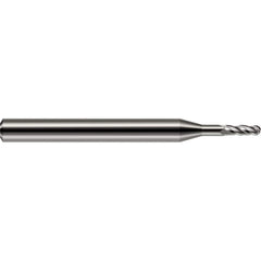 Harvey Tool - Ball End Mills; Mill Diameter (Decimal Inch): 0.0250 ; Number of Flutes: 4 ; Length of Cut (mm): 1.9000 ; Length of Cut (Decimal Inch): 0.0750 ; Material: Solid Carbide ; Overall Length (Inch): 1-1/2 - Exact Industrial Supply