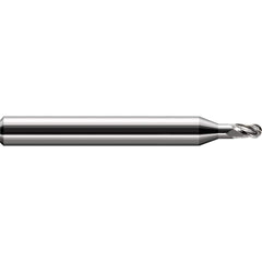 Harvey Tool - Ball End Mills; Mill Diameter (Decimal Inch): 0.0100 ; Number of Flutes: 3 ; Length of Cut (Inch): 1/64 ; Length of Cut (Decimal Inch): 0.0150 ; Material: Solid Carbide ; Overall Length (Inch): 2-1/2 - Exact Industrial Supply