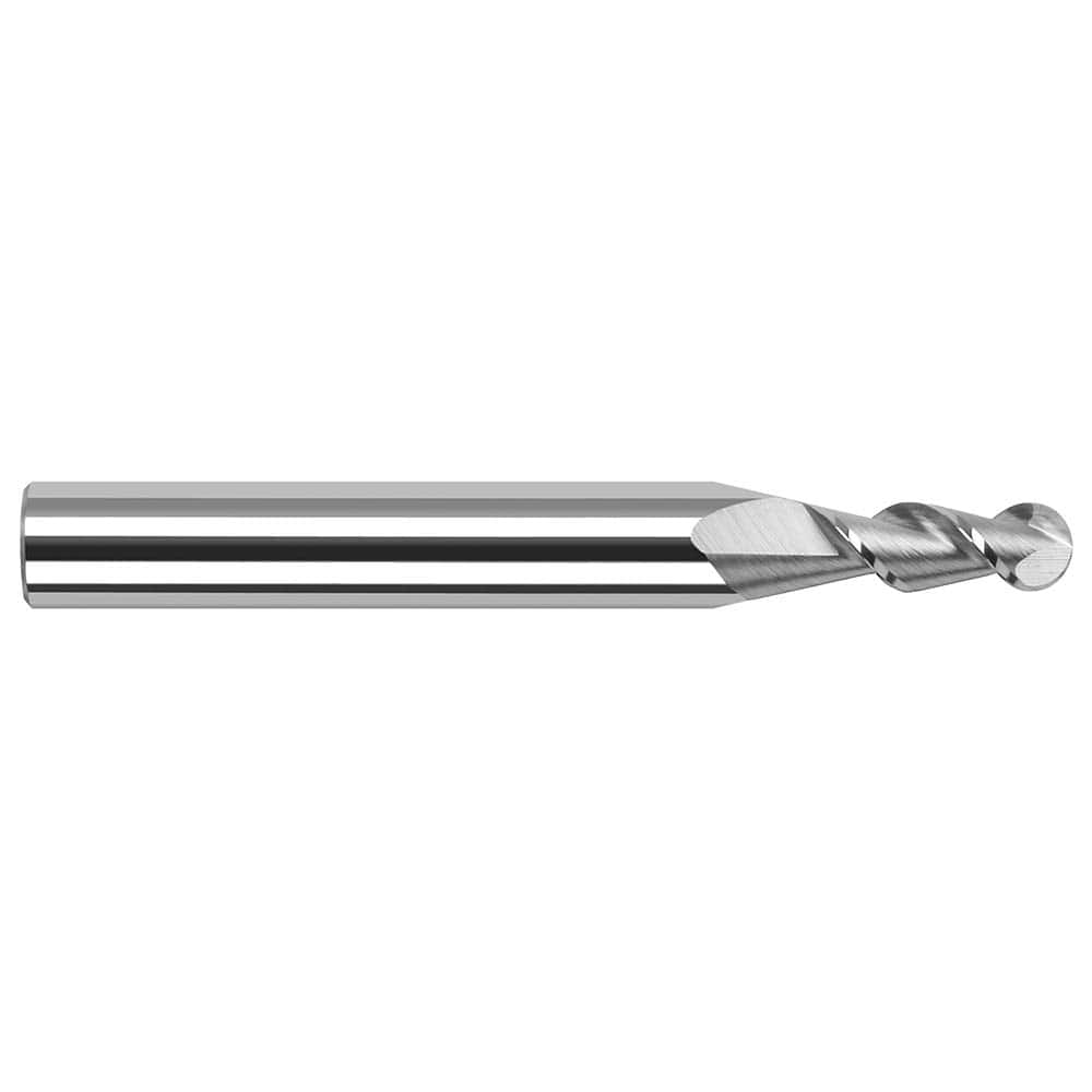 Harvey Tool - Ball End Mills; Mill Diameter (Inch): 1/16 ; Mill Diameter (Decimal Inch): 0.0620 ; Number of Flutes: 2 ; Length of Cut (Inch): 3/32 ; Length of Cut (Decimal Inch): 0.0930 ; Material: Solid Carbide - Exact Industrial Supply