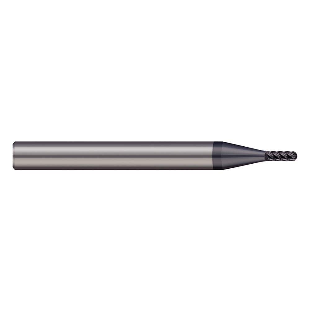 Harvey Tool - 1/16", 3/32" LOC, 1/4" Shank Diam, 6 Flute Solid Carbide Ball End Mill
