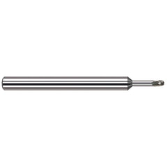 Ball End Mill: 0.1875″ Dia, 0.281″ LOC, 3 Flute, Solid Carbide 3″ OAL, 3/16″ Shank Dia, 42 ° Helix, Uncoated, Single End