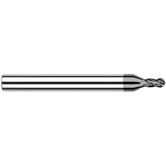 Harvey Tool - Ball End Mills; Mill Diameter (Inch): 1/4 ; Mill Diameter (Decimal Inch): 0.2500 ; Number of Flutes: 4 ; Length of Cut (Inch): 3/8 ; Length of Cut (Decimal Inch): 0.3750 ; Material: Solid Carbide - Exact Industrial Supply