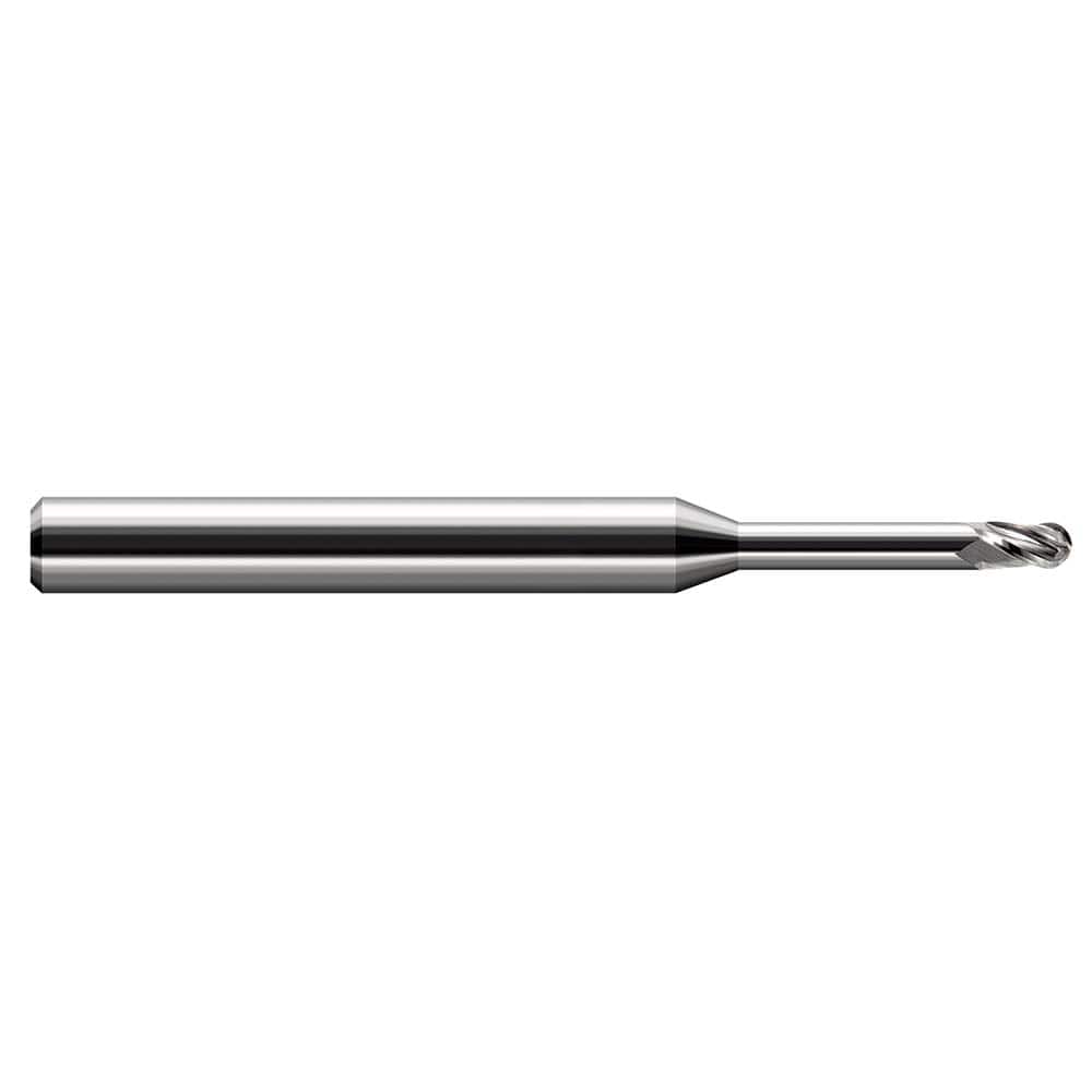 Harvey Tool - Ball End Mills; Mill Diameter (mm): 0.80 ; Mill Diameter (Inch): 1/32 ; Mill Diameter (Decimal Inch): 0.0310 ; Number of Flutes: 3 ; Length of Cut (mm): 1.2000 ; Length of Cut (Inch): 3/64 - Exact Industrial Supply