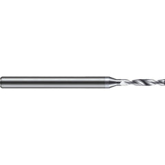 Micro Drill Bit: 0.0595″ Dia, 180 °, Solid Carbide TiB2 Finish, RH Cut, Spiral Flute