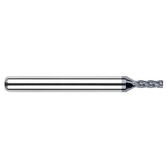 Miniature End Mills - Stub & Standard - 0.0650″ Cutter Diameter × 0.0970″ Length of Cut Carbide Square End Mill, 2 Flutes, AlTiN Coated - Exact Industrial Supply