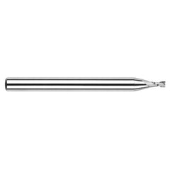 Miniature End Mills - Stub & Standard - 0.0110″ Cutter Diameter × 0.0160″ Length of Cut Carbide Square End Mill, 2 Flutes - Exact Industrial Supply