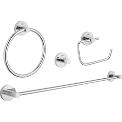 Grohe - Washroom Shelves, Soap Dishes & Towel Holders; Type: 4-in-1 Accessory Set ; Material: Metal ; Length (Inch): 26 ; Width (Inch): 7.5 ; Depth (Inch): 2.36 ; Finish/Coating: Chrome - Exact Industrial Supply