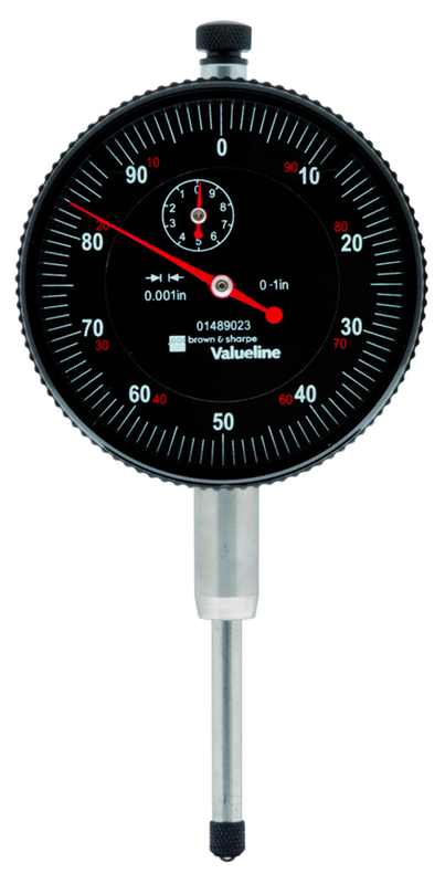 2-1/4" Face 0-100 Dial Reading .001" Graduation Black Face Indicator - Eagle Tool & Supply