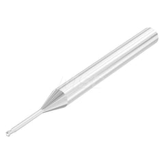 Ball End Mill: 0.0394″ Dia, 0.04″ LOC, 2 Flute, Solid Carbide 50 mm OAL, 35 ° Helix, Uncoated, Single End, Series SMB410