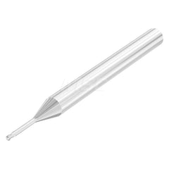 Ball End Mill: 0.0236″ Dia, 0.02″ LOC, 2 Flute, Solid Carbide 50 mm OAL, 30 ° Helix, Uncoated, Single End, Series SMB610