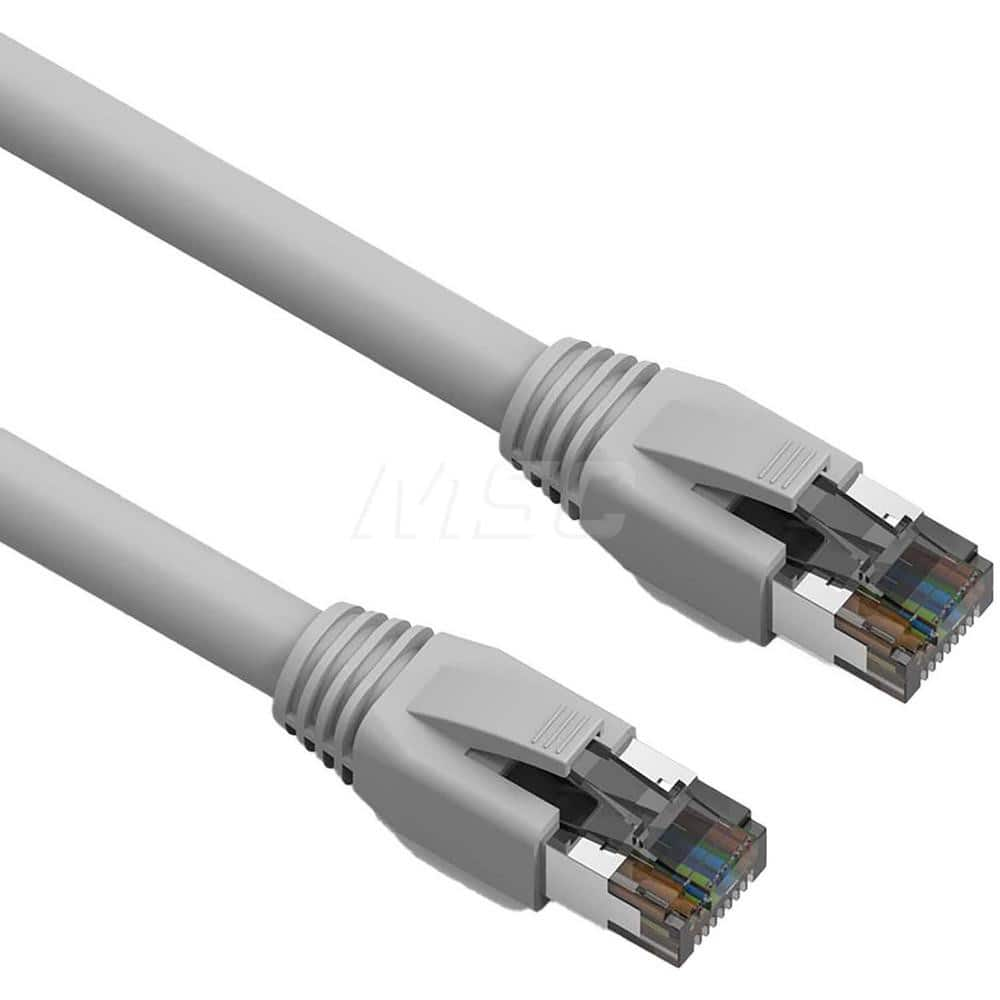 15' HD 24AWG AWG PVC Round Solid Straight Twisted-Pair (UTP/STP) CAT8 Ethernet Cable Double Shielded Braid, Flexible