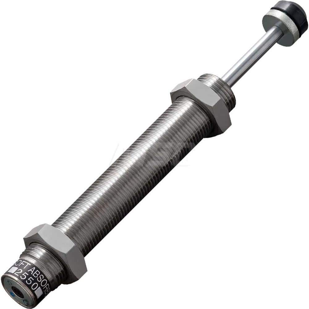 Standard-Duty Shock Absorber: 8 mm Rod Dia, 37 mm OD, 50 mm Stroke, M25 x 2 Thread 228 mm OAL, 39.2 lb Force