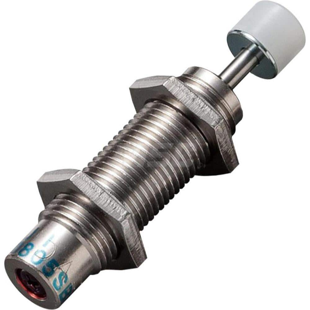 Standard-Duty Shock Absorber: 2 mm Rod Dia, 12.7 mm OD, 5 mm Stroke 37 mm OAL, 4.9 lb Force