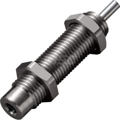 Standard-Duty Shock Absorber: 3 mm Rod Dia, 15 mm OD, 8 mm Stroke, M10 x 1 Thread 48 mm OAL, 4.9 lb Force