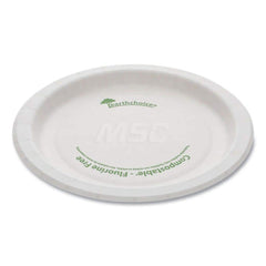 Plate & Tray: 6″ Dia, Paperboard, White, Solid