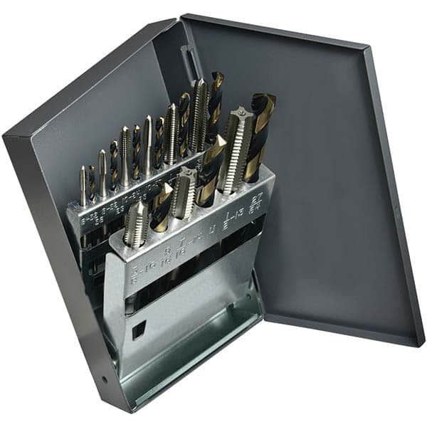 Cle-Line - Tap & Drill Sets Minimum Tap Thread Size (Inch): #6-32 Maximum Tap Thread Size (Inch): 1/2-13 - Eagle Tool & Supply