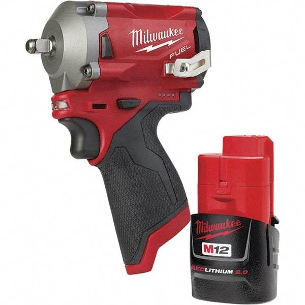 Milwaukee Tool - Cordless Impact Wrenches & Ratchets Voltage: 12.0 Drive Size (Inch): 3/8 - Eagle Tool & Supply