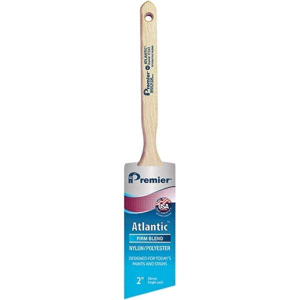 Premier Paint Roller - 2" Tapered Nylon/Polyester Angular Brush - 2-11/16" Bristle Length, 7-1/4" Wood Sash Handle - Eagle Tool & Supply