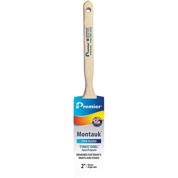 Premier Paint Roller - 2" Tapered Nylon/Polyester Angular Brush - 2-11/16" Bristle Length, 7" Wood Sash Handle - Eagle Tool & Supply