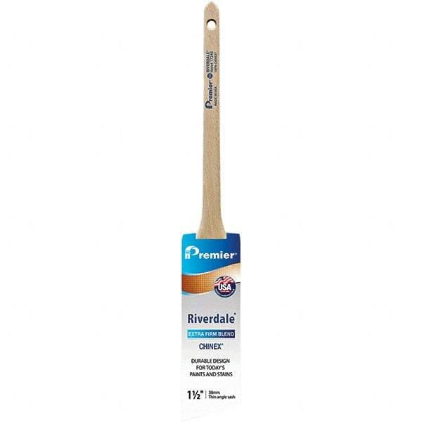Premier Paint Roller - 1-1/2" Tapered Nylon Trim Brush - 2-3/16" Bristle Length, 7" Wood Sash Handle - Eagle Tool & Supply