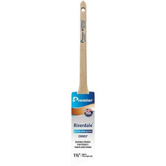 Premier Paint Roller - 1-1/2" Tapered Nylon Trim Brush - 2-3/16" Bristle Length, 7" Wood Sash Handle - Eagle Tool & Supply