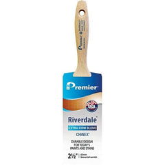 Premier Paint Roller - 2-1/2" Tapered Nylon Varnish Brush - 2-15/16" Bristle Length, 5-1/2" Wood Beavertail Handle - Eagle Tool & Supply