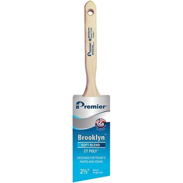 Premier Paint Roller - 2-1/2" Tapered Polyester Angular Brush - 2-15/16" Bristle Length, 7-1/2" Wood Sash Handle - Eagle Tool & Supply