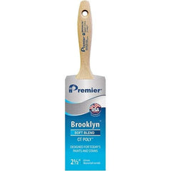 Premier Paint Roller - 2-1/2" Tapered Polyester Varnish Brush - 2-15/16" Bristle Length, 5-1/2" Wood Beavertail Handle - Eagle Tool & Supply