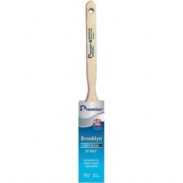 Premier Paint Roller - 1-1/2" Tapered Polyester Sash Brush - 2-7/16" Bristle Length, 7" Wood Sash Handle - Eagle Tool & Supply