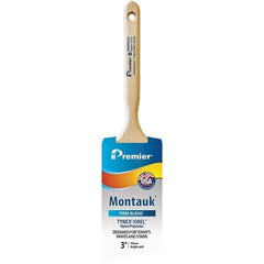 Premier Paint Roller - 3" Tapered Nylon/Polyester Angular Brush - 3-3/16" Bristle Length, 7-1/2" Wood Sash Handle - Eagle Tool & Supply
